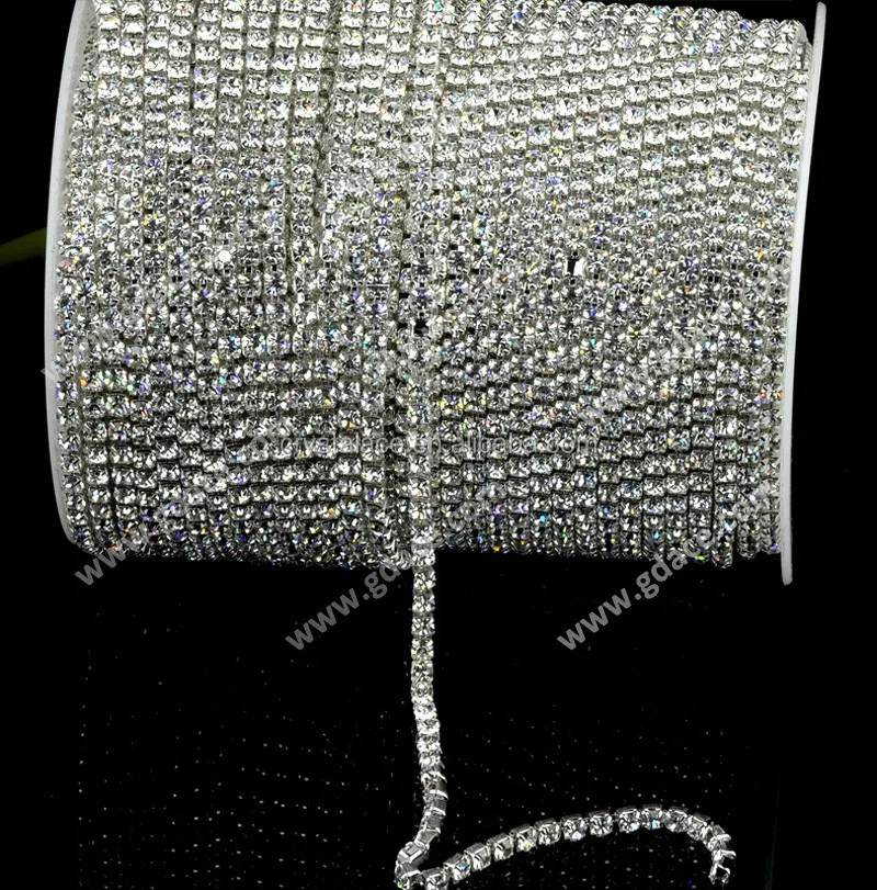 Czech crystal chaton sew on rhinestones claw chain trimming, fancy czech crystal strass chain trimming