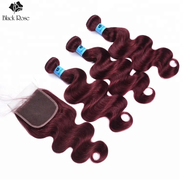 Brazilian Human Hair Bundles Color 99j Hair Weave Red Braiding