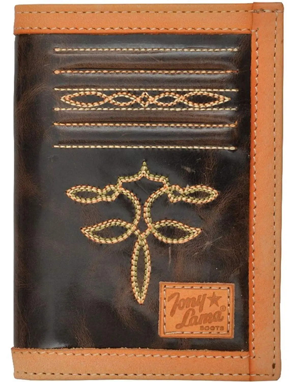 Tony Lama Western Wallet Mens Bifold Stitching Dark Brown WTL191