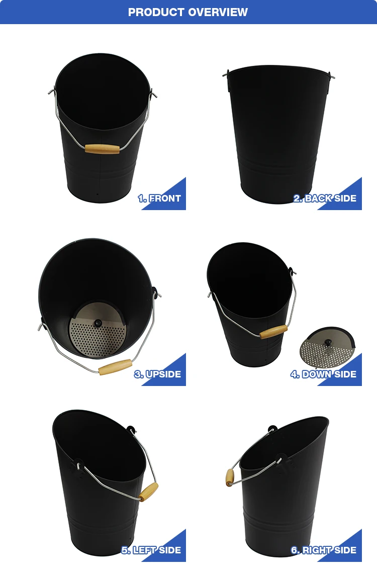 Black Fireplace Metal Hot Ash Bucket With Lid Buy Ash Bucket