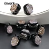 WT-R277 Wholesale New arrival high quality Natural Angel Druzy Rings Quartz Rings gun black Rings for fashion woman