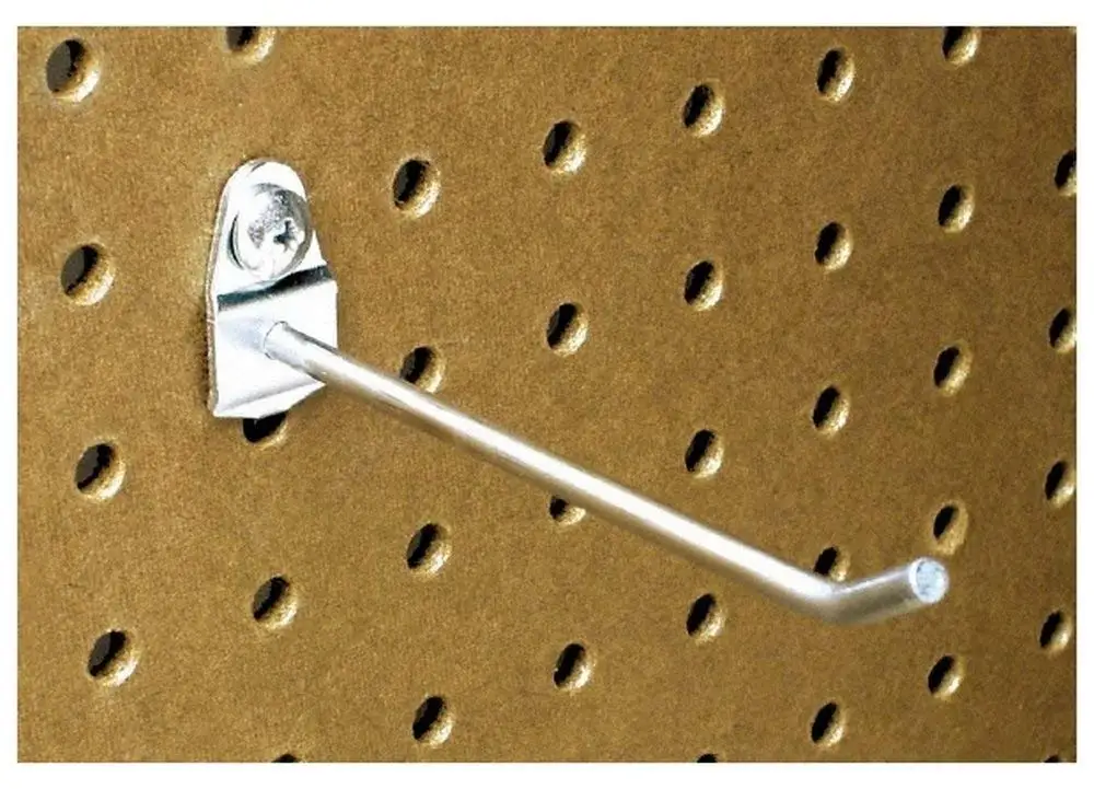 3/16" Diam, 4" Long, Single Angled End Pegboard Hood, 4-5/8" Projection, 30 Bend Angle, 1/2" Bend Length, Steel (10 Pack)