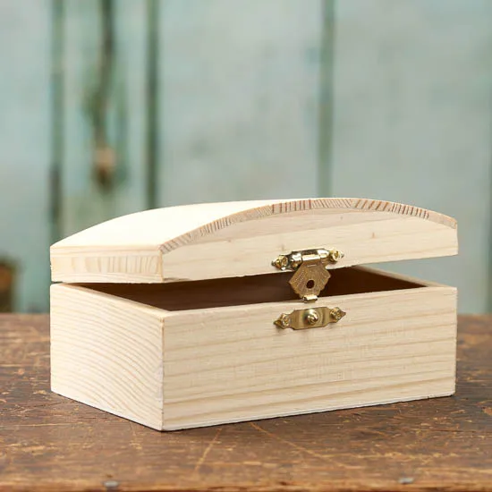 unfinished wooden treasure chest