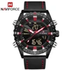 NAVIFORCE NF9136 Men's Fashion&Casual Watch Japan Quartz+Digital Movement Leather Band Watch Week Date LED