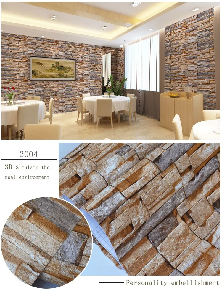 Hot Sell moisture-Proof different colors self adhesive easy clean 3d brick wallpaper for household