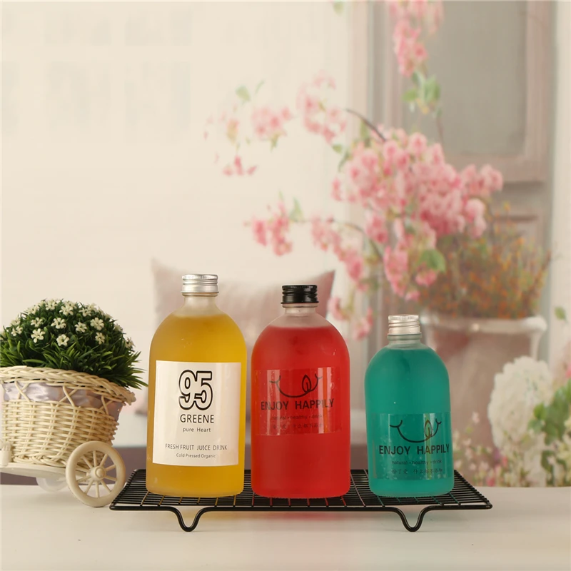 2019 New Design Clear Kombucha Glass Bottles With Screw Lid Aluminum ...