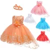 latest wedding birthday fashion children frock design one piece girls blush pink flower party dresses with Chinese label