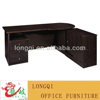 L Shape Round Design Table Top With Side Cabinet Drawer Side Cabinet Drawer