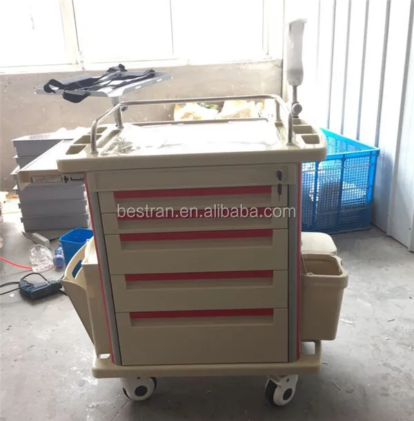 Btey001 Ce Iso Medical Abs Top Sell 5 Drawers Veterinary Crash Cart