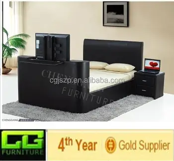 2014 Hot Sell Leather Bed With Tv In Footboard Buy Faux Leather