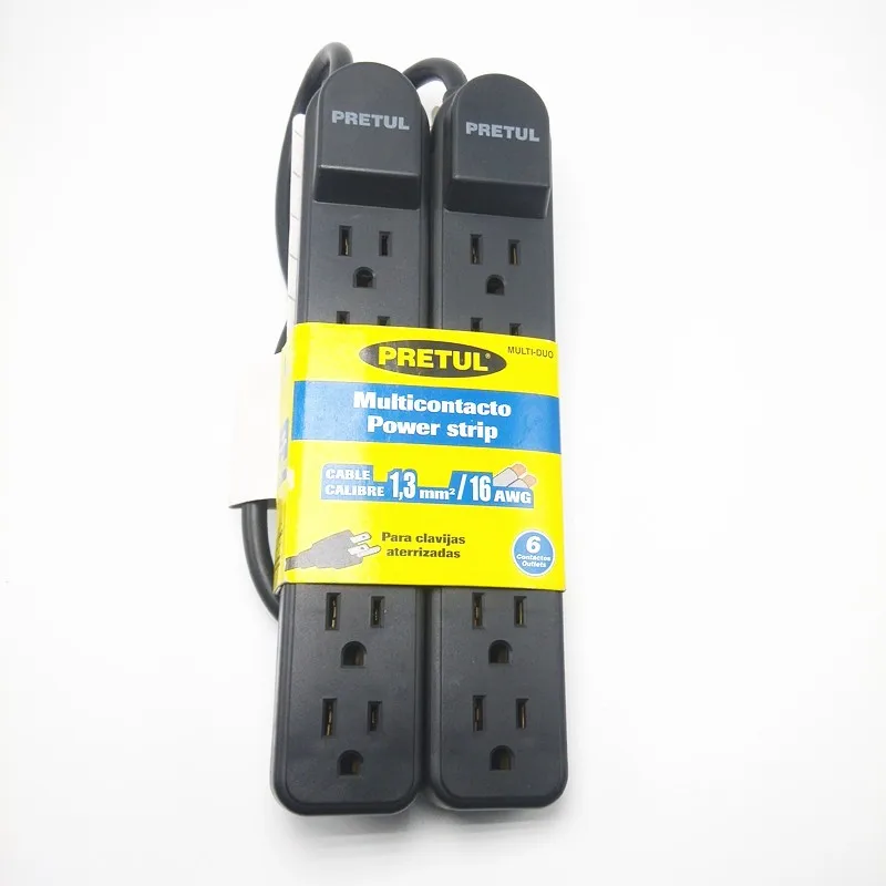2 Pack 6 Outlets Surge Protector Grounded Power Strip Buy Grounded Power Strip,Surge Protector