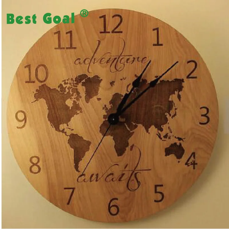 Laser Cut World Map Laser Engraved Travel The Wooden World Clock Buy