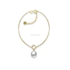 Elegant 14K yellow gold women pearl bracelets mountings setting , 18k gold plated tiny chain bracelet jewelry