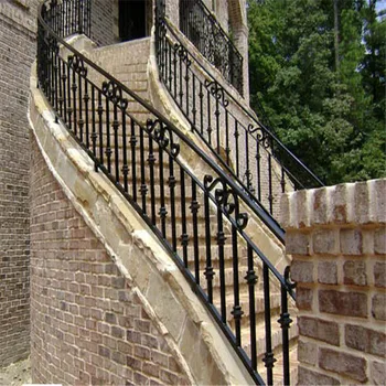 Factory Export Handrail Indoor Decorative Stair Steel Railing Lowes Wrought Iron Railings Prefab Metal View Handrails For Stairs Dh