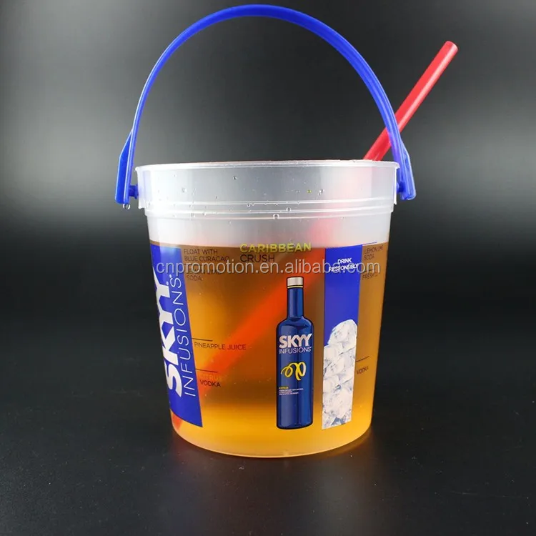 32oz Reusable Punch Bowls Plastic Tiki Cocktail Rum Buckets With Handle