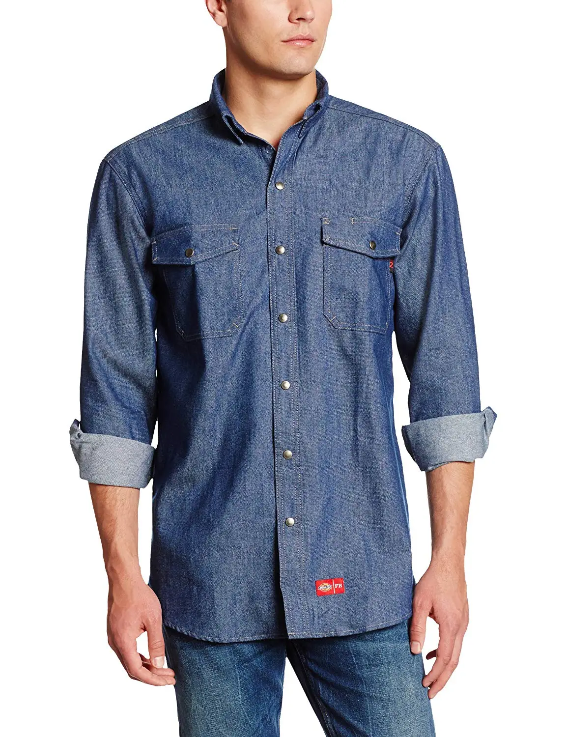 denim snap front shirt