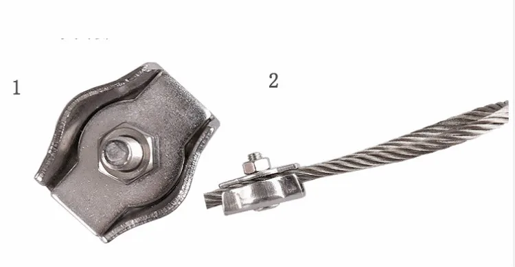 高品质不锈钢 m3 单钢丝绳夹子可调整电缆夹具
