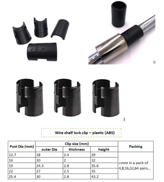 Durasteel Wire Shelving Shelf Lock Black Clips Use For 38mm Tube Fixed
