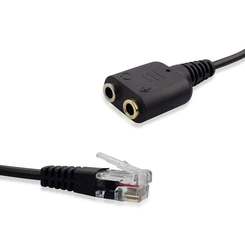 Rj9/rj11 To 2 Port 3.5mm Female Headset Adapter Cable For Telephone