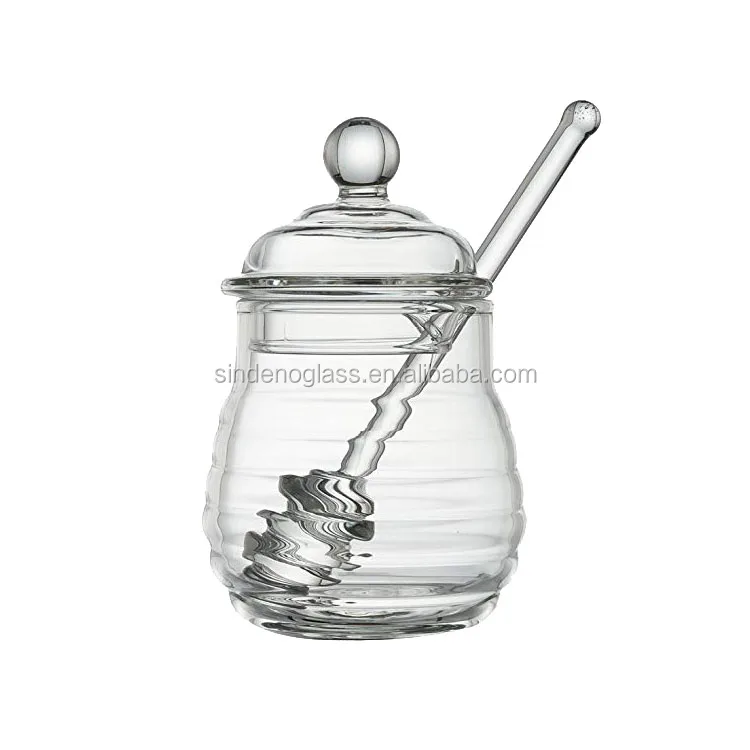 Empty Honey Beehive Crystal Glass Honey Jar Jam Jar With Cover And