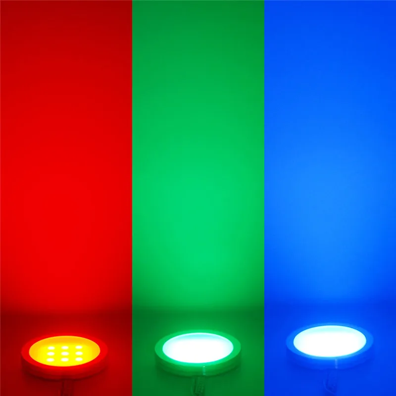 Rgb Color Changing Led Under Lighting Puck Lights Wireless Dimming For Kitchen Counter