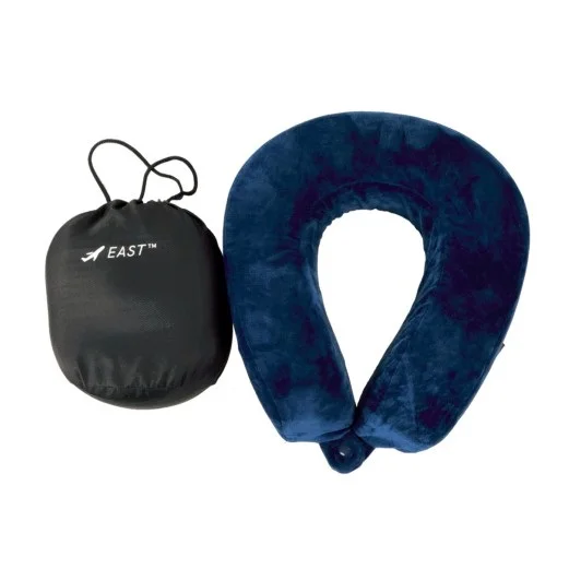 Azul marinho-Espuma Da Memória Pescoço Travesseiro de Viagem com saco portátil