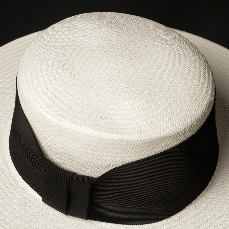 White Paper Straw Boater Hat With Ribbon Buy Woven Paper Straw Hat