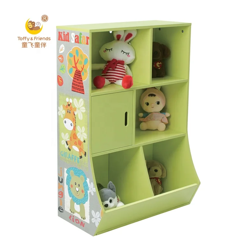Toffy Friends Children Wooden Toy Storage Cabinet Bookshelf In