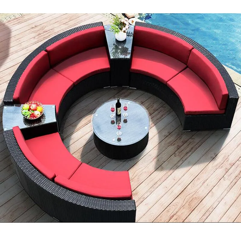 Hot sale outdoor garden furniture round rattan sofa