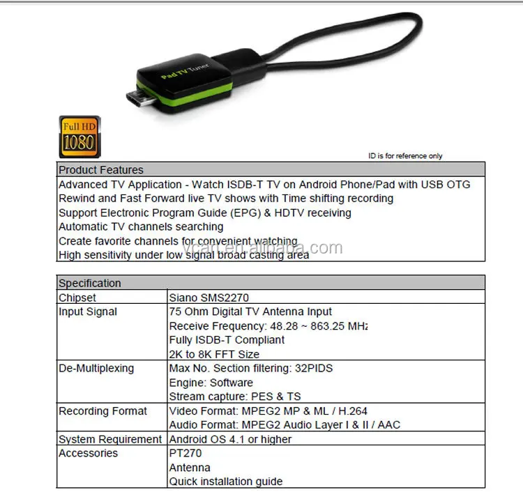 Isdbt12 Isdbt Android Usb Tv Tuner Isdbt Dongle For Android Phone