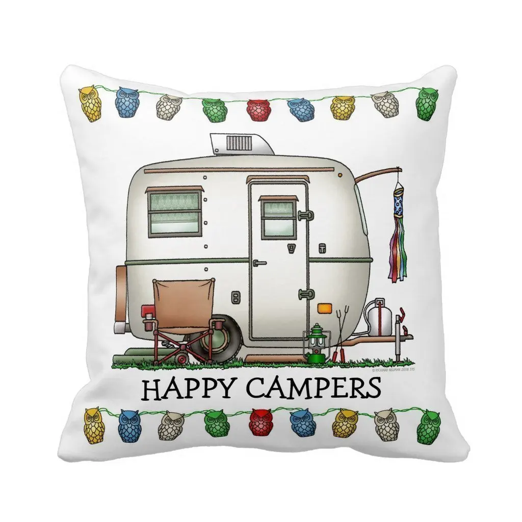 Cute Rv Vintage Teardrop Camper Travel Trailer Home Throw Pillow Case Pillow Case Covers Decorative Cover For Sofa 18X18 Inches