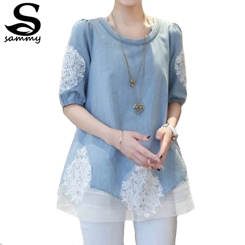 denim shirt with lace