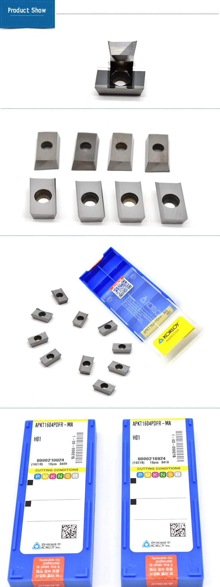 High Quality Sharp Enough Apkt 1604 Pdfrma H01milling Inserts For