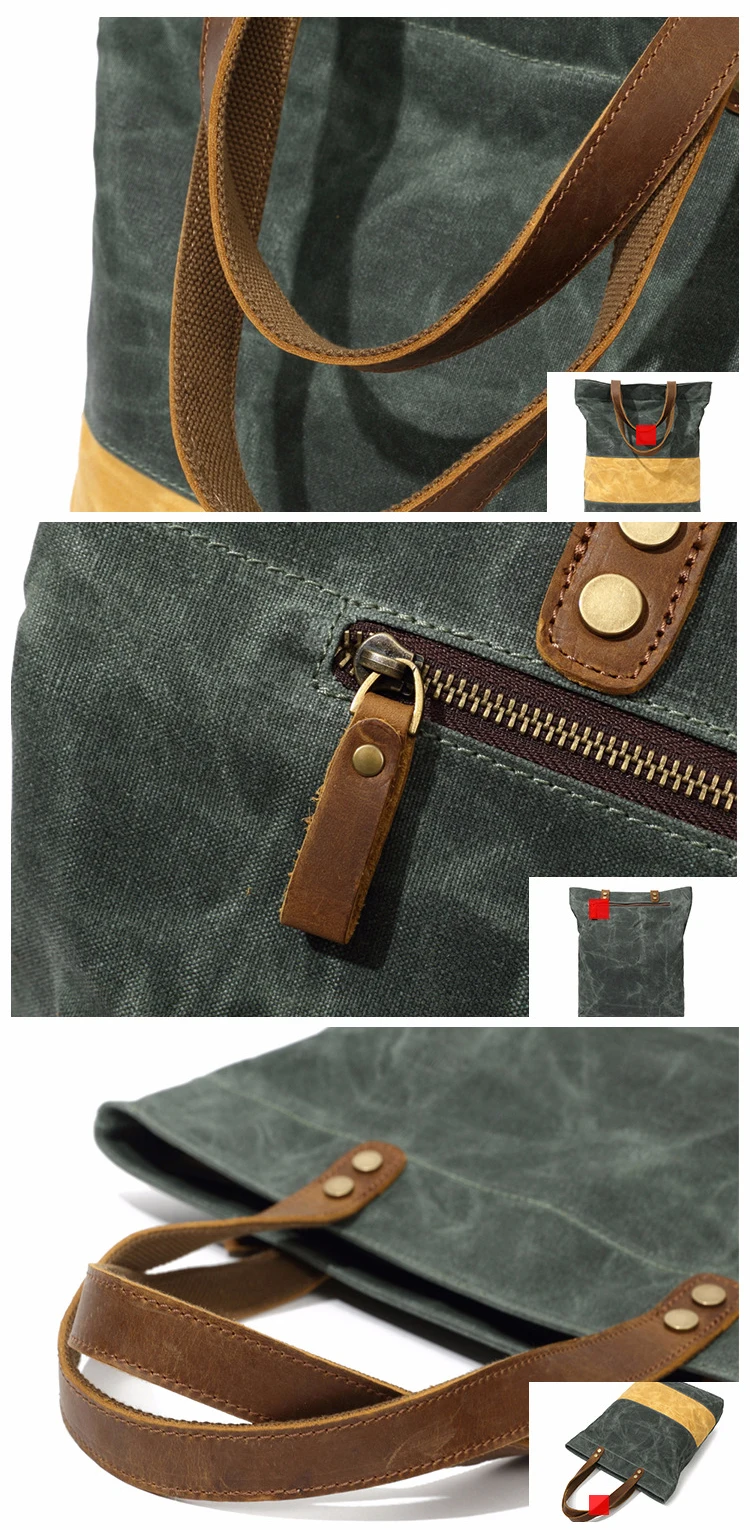 New design ECO friendly vintage brand waxed canvas water proof ladies women satchel handbag tote shoulder hand bag