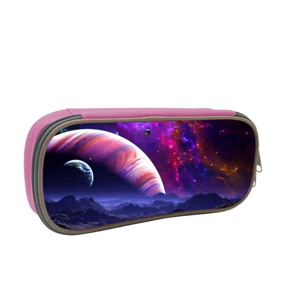 Space Discoveries NASA 3D Printed Large Capacity Student Pencil Case Portable Pouch Pen Case Multifunction Canvas Pencil Case with Double Zipper Storage Organizer for Kids Tteens