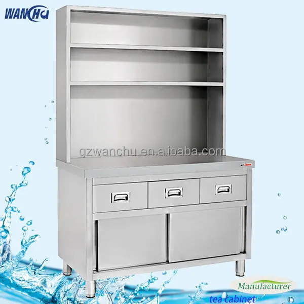 Bar Metal Kitchen Bench Cabinet Drawers With Over Shelf Stainless