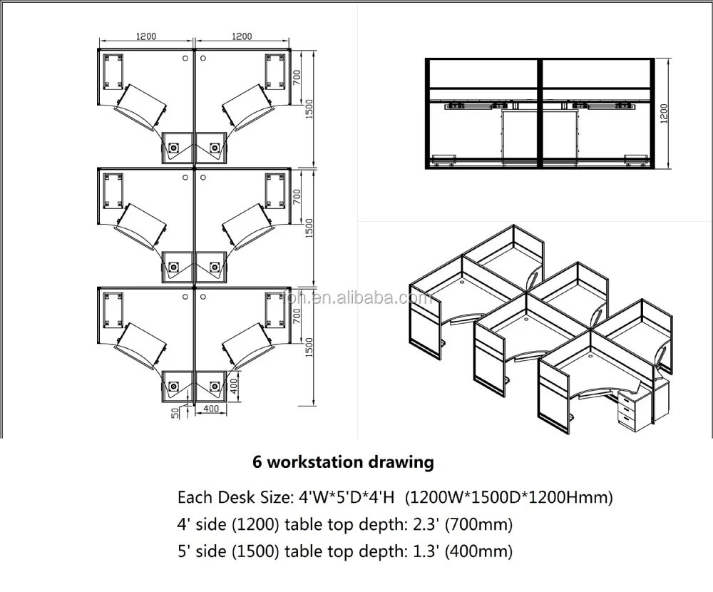 Open Workstation U Shape Office Partition Usa Office Cabins Foh