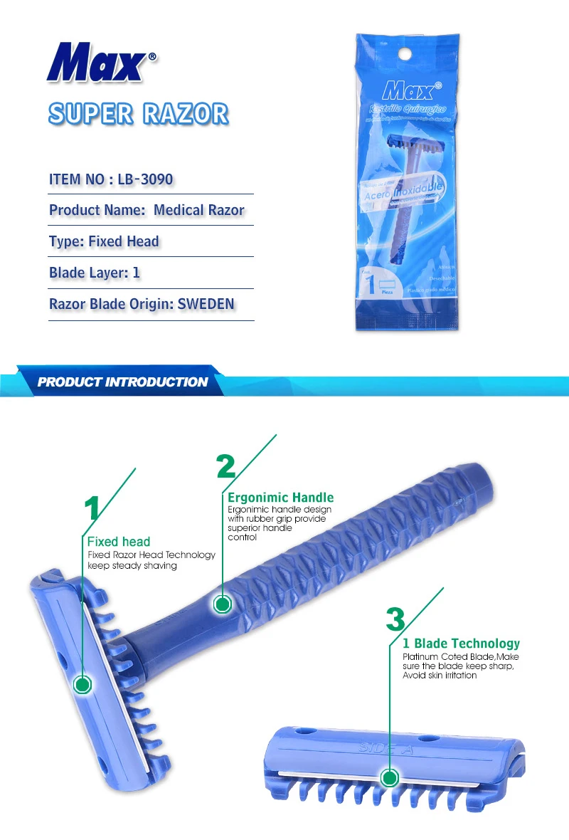 Double Edge Blade Prep Medical Surgical Sterile Razor With Comb - Buy ...