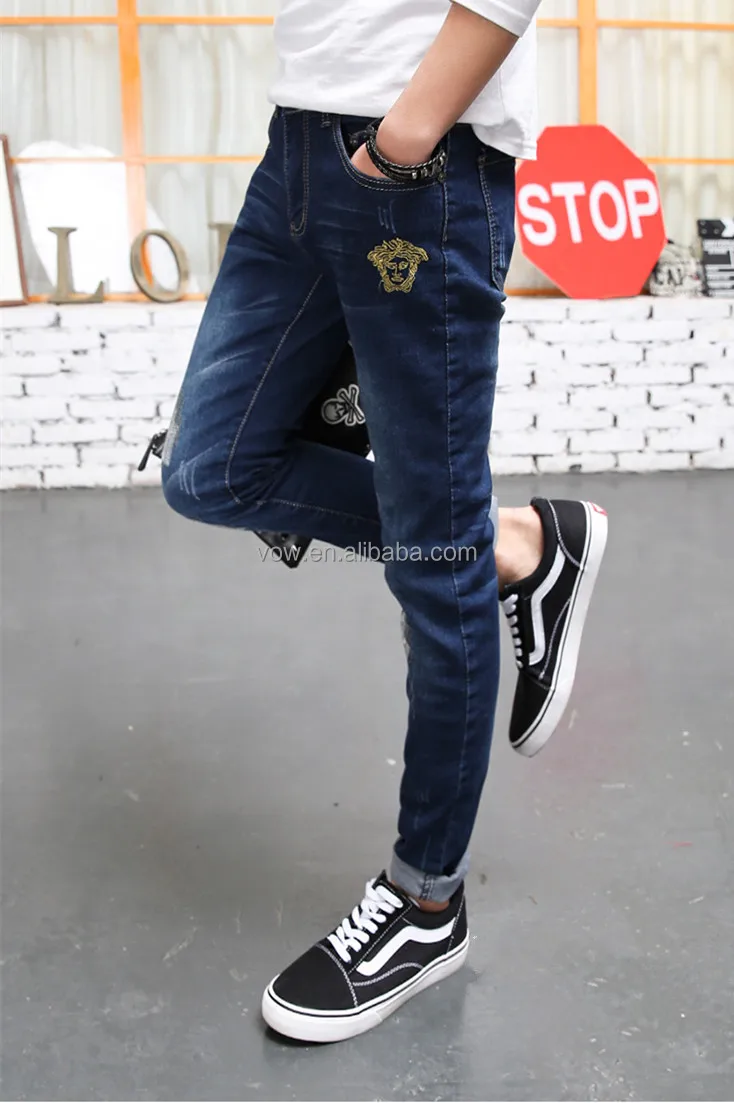 Cool Boy Jeans With Embroidery Logo/ Latest Design Jeans Kinny Men ...