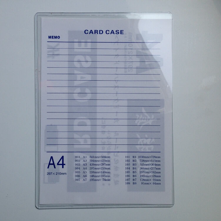 Custom Transparent A3 A4 A5 A6 Different Sizes Glue Hard Card Case