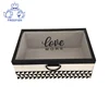 Custom lacquered Freedom compartments Chinese gift wooden tea packaging storage box with glass top lid