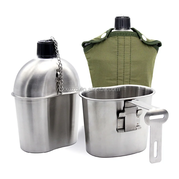 202 304 Stainless Steel Military Army Outdoor Water Bottle Canteen