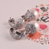 925 Sterling silver luxury round pearl earring fancy alloy pearl earrings with drop