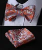 Luxury Designed Jacquard fabric Self Bow Tie and Handkerchief Set For Men