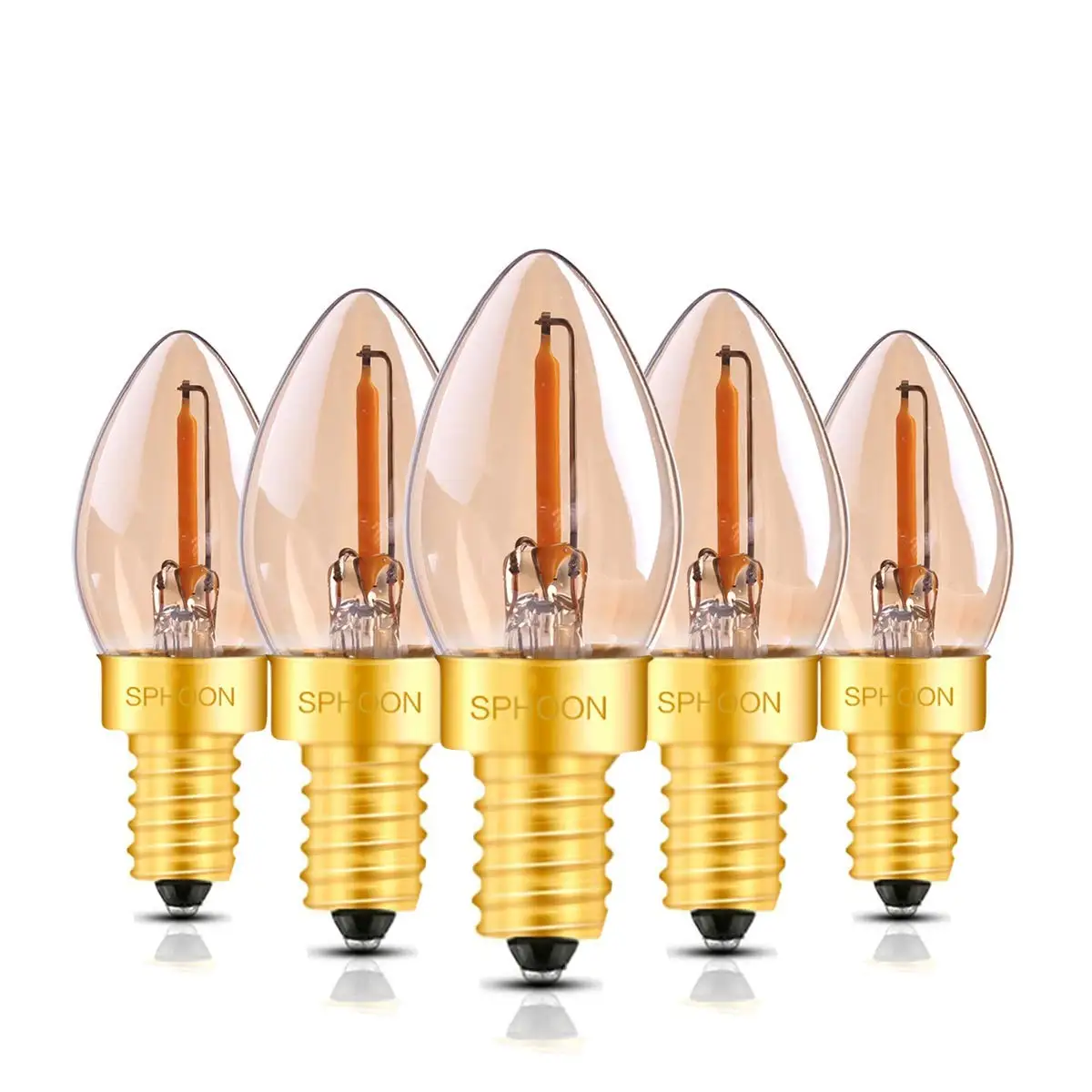 230 Lumens by Lighting Science 6-Pack Warm White 2200K Candelabra LED Filament Bulbs 2.5W 25 Watt Equivalent Amber Dimmable Chandelier Decorative Candle Bulb E26 Base