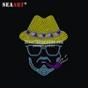 Fashion Old Man Rhinestone Transfer Hot Fix Strass Motif For T-Shirt