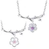 Pink purple zircon cherry blossom pendant necklace flower necklace for women
