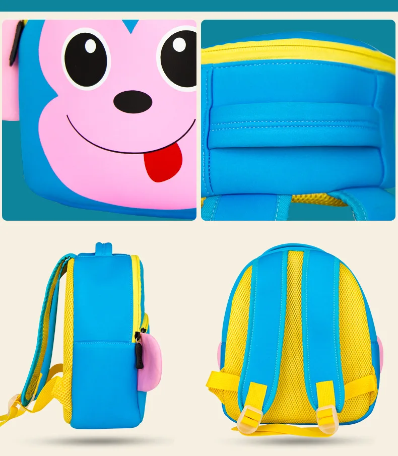 Kindergarten kids school backpack bag Neoprene cute animal backpack for young children toddler