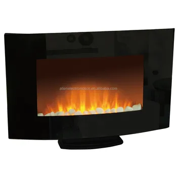 Electric Fireplace Wall Mounted Glass Fronted Fire Pebble Effect