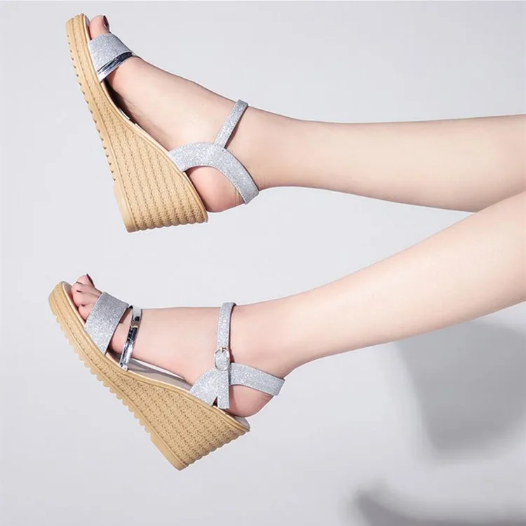 New Design Ladies Wedge Glisten  Sandals  Shoes  Women Sandal  